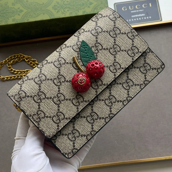 GU**I CHERRY CHAIN BAG CHERRY WALLET