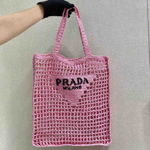 Pr*d* Crochet Tote Bag Pink